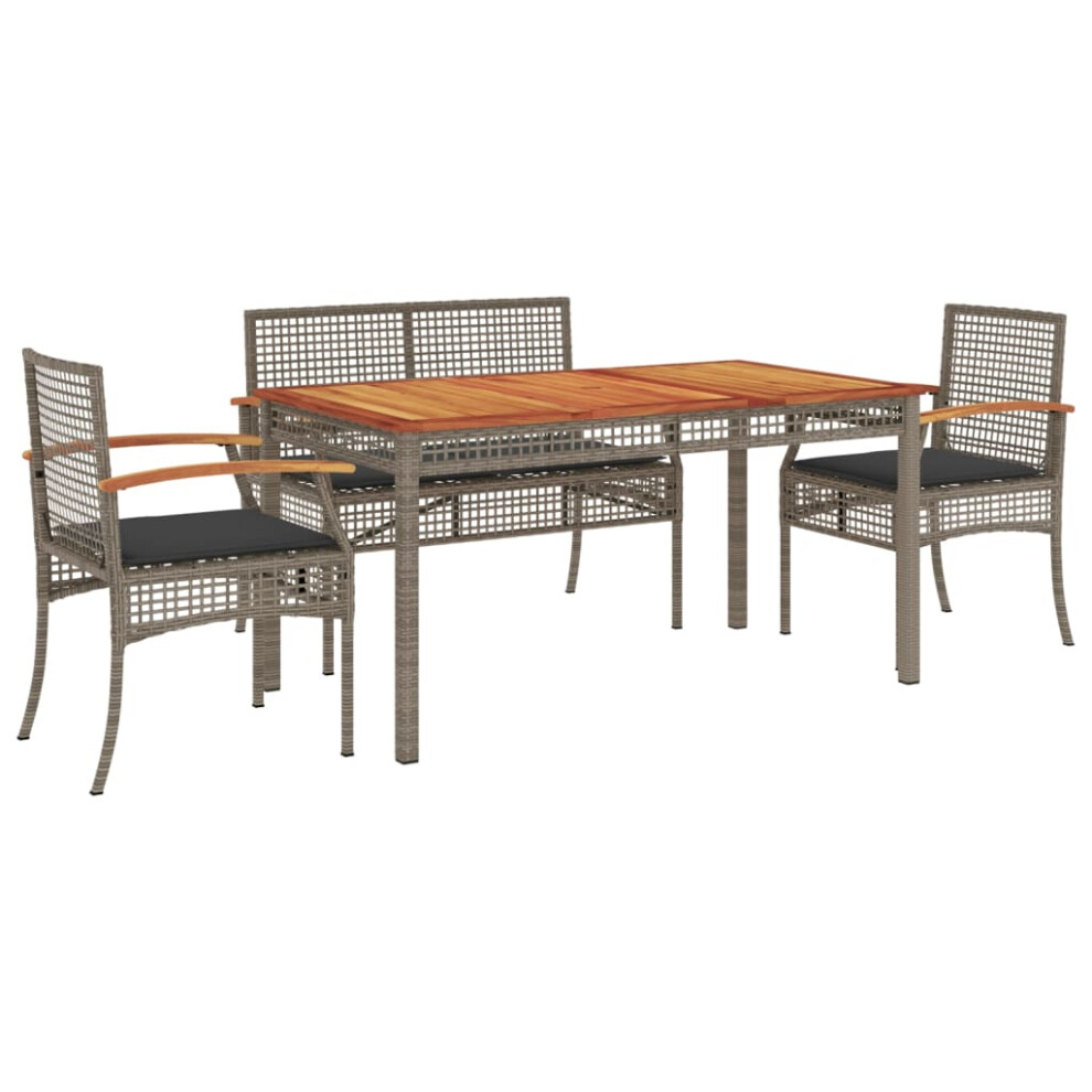 vidaXL Garden Dining Set 5 Piece with Cushions Outdoor Chair Grey Poly Rattan