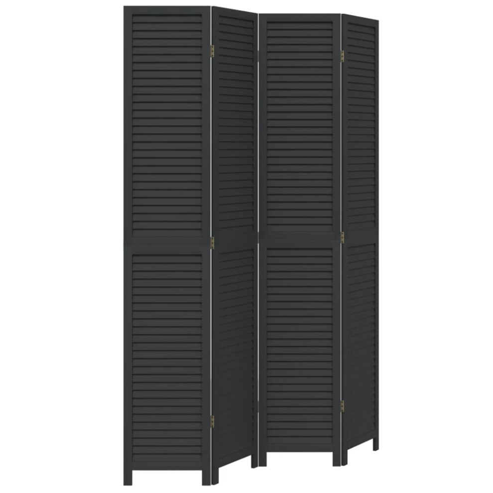 vidaXL Room DividerÂ 4 Panels Room Privacy Screen Black Solid Wood Paulownia-image-OPC-PDRMDVS-NEW