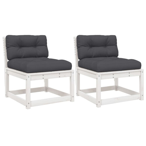 VidaXL vidaXL Garden Sofas with Cushions Outdoor Sofa 2 pcs White Solid Wood Pine