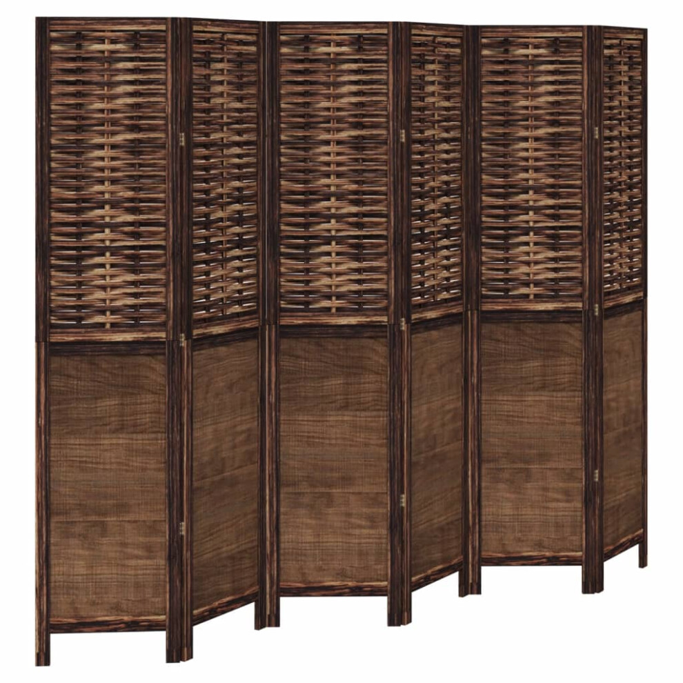 vidaXL Room Divider 6 Panels Privacy Screen Dark Brown Solid Wood Paulownia