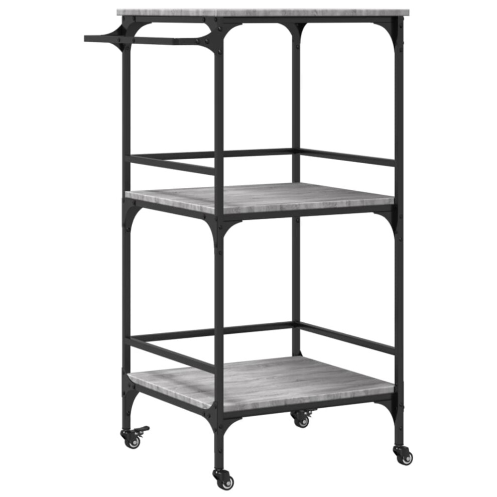 vidaXL Kitchen Trolley Rolling Cart Storage Cart Grey Sonoma Engineered Wood