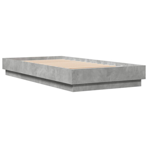 VidaXL vidaXL Bed Frame with LED Lights Bed Concrete Grey 75x190 cm Small Single 2