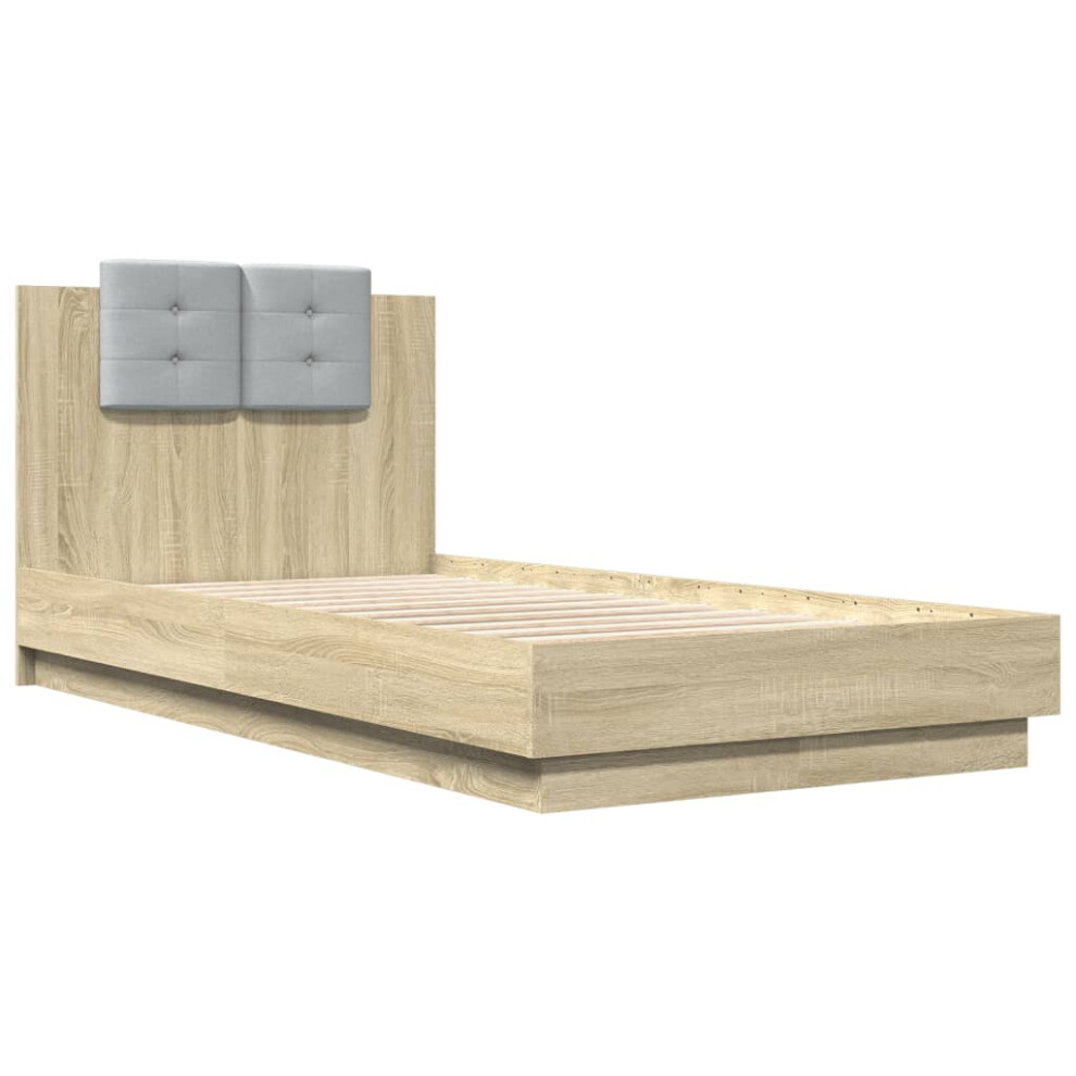 Vidaxl Bed Frame With Headboard Bed Sonoma Oak Small Single Engineered Wood