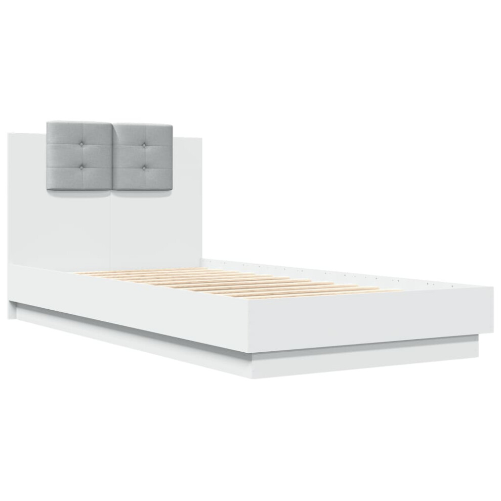 vidaXL Bed Frame with Headboard White 75x190 cm Small Single Engineered Wood