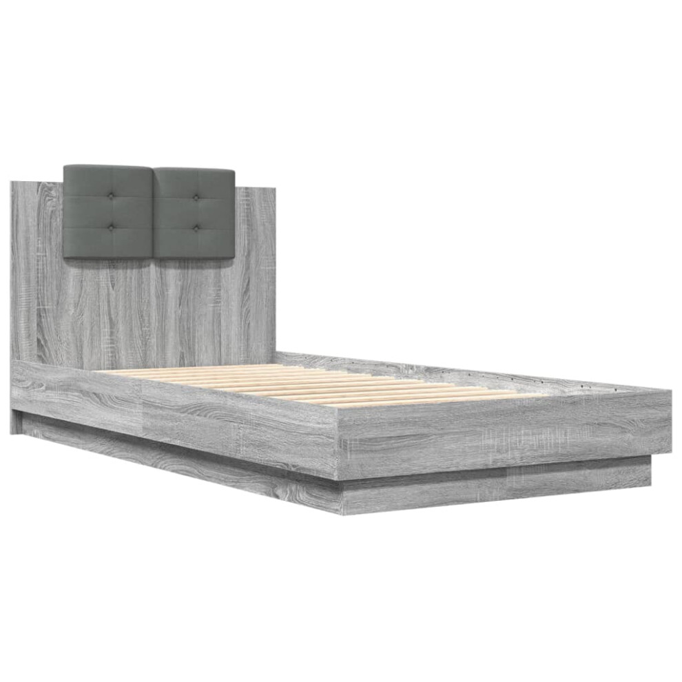 vidaXL Bed Frame with Headboard Bed Grey Sonoma Small Single Engineered Wood