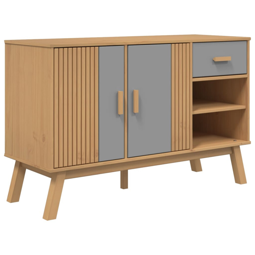 vidaXL Sideboard Cupboard Highboard Cabinet Grey and Brown Solid Wood Pine