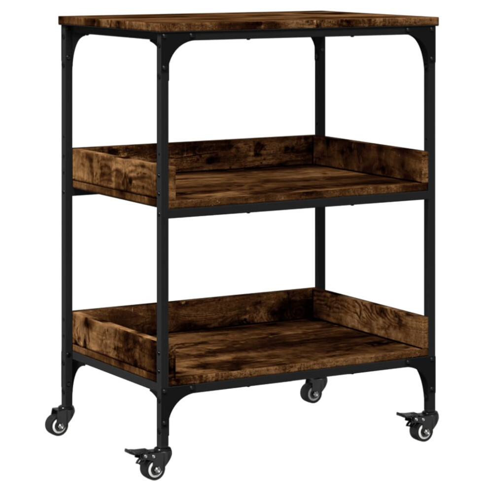 Vidaxl Kitchen Trolley Rolling Cart Storage Cart Smoked Oak Engineered Wood
