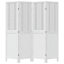 vidaXL Room Divider 4 Panels Office Privacy Screen White Solid Wood Paulownia