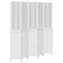 vidaXL Room Divider 5 Panels Office Privacy Screen White Solid Wood Paulownia