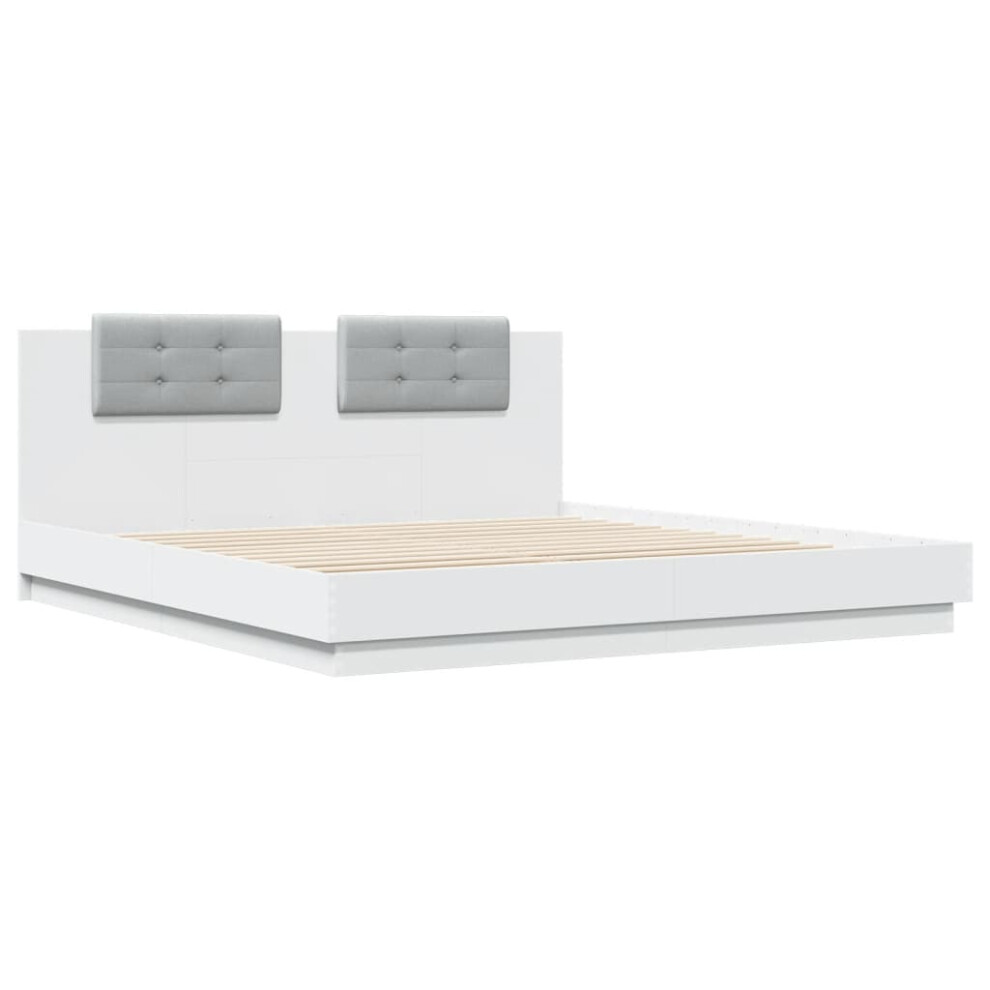 vidaXL Bed Frame with Headboard White 180x200 cm Super King Engineered Wood