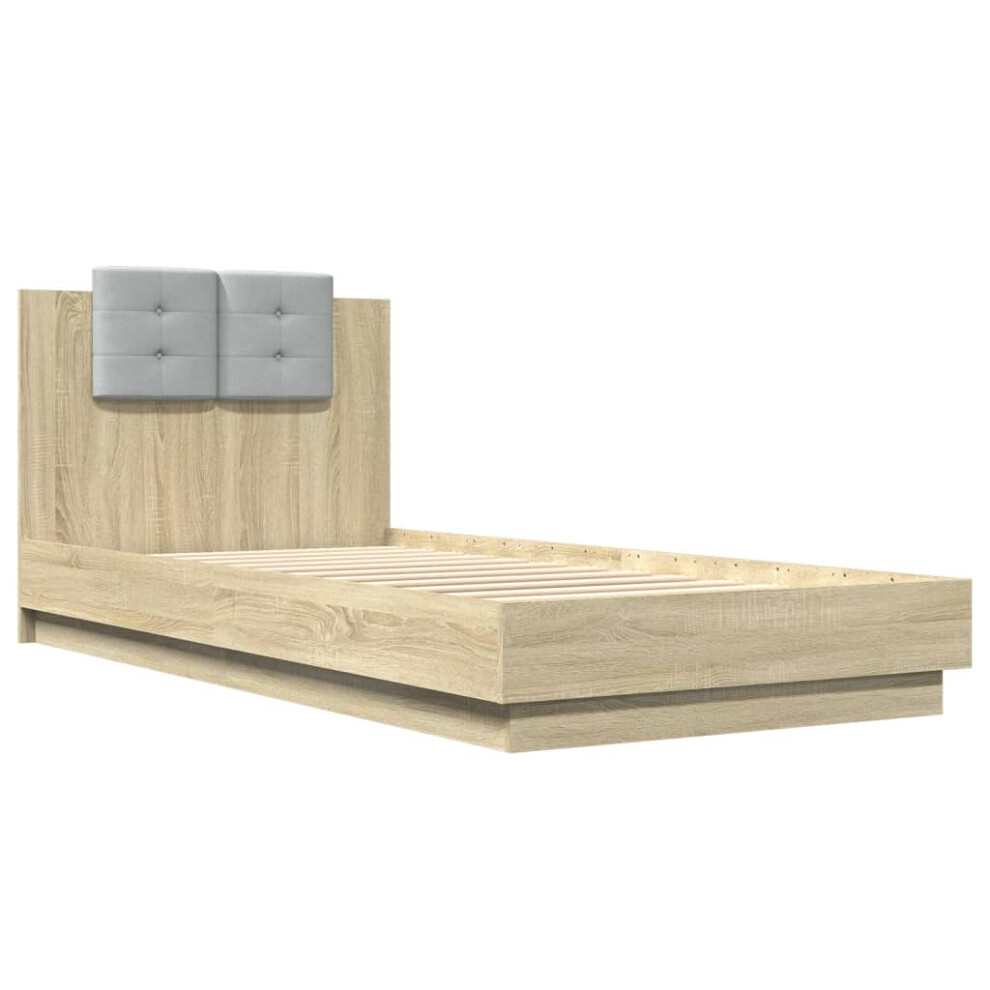 Vidaxl Bed Frame With Headboard Bed Sonoma Oak 100X200 Cm Engineered Wood