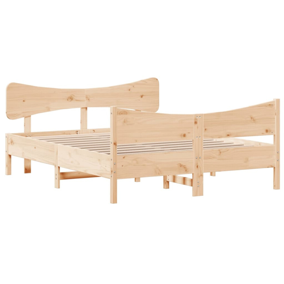 vidaXL Bed Frame with Headboard Bed Base Bedstead 160x200 cm Solid Wood Pine