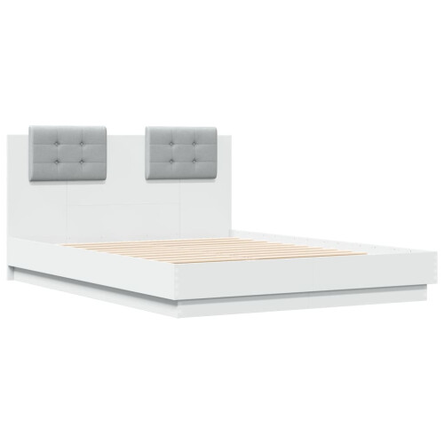 VidaXL vidaXL Bed Frame with Headboard Bed White 135x190 cm Double Engineered Wood