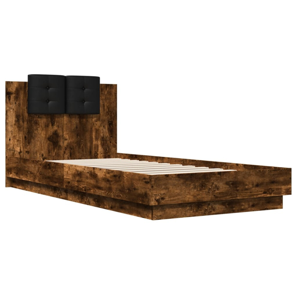 Vidaxl Bed Frame With Headboard Bed Smoked Oak 100X200 Cm Engineered Wood
