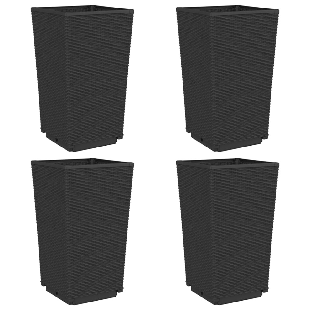 vidaXL Garden Planters Outdoor Flower Pot Herb Planter Pot Box 4 pcs Black PP