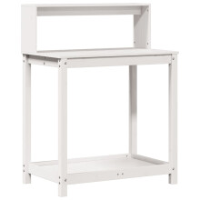 vidaXL Potting Table with Shelves Garden Potting Bench White Solid Wood Pine