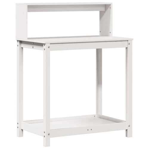 VidaXL vidaXL Potting Table with Shelves Garden Potting Bench White Solid Wood Pine
