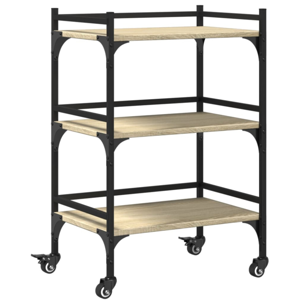 vidaXL Kitchen Trolley Rolling Cart Storage Cart Sonoma Oak Engineered Wood