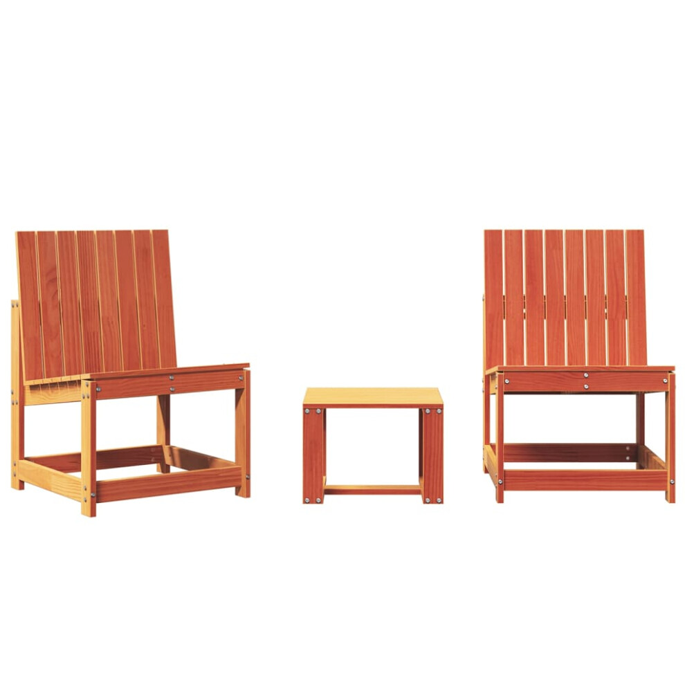 Vidaxl Garden Lounge Set 3 Piece Table And Chairs Wax Brown Solid Wood Pine