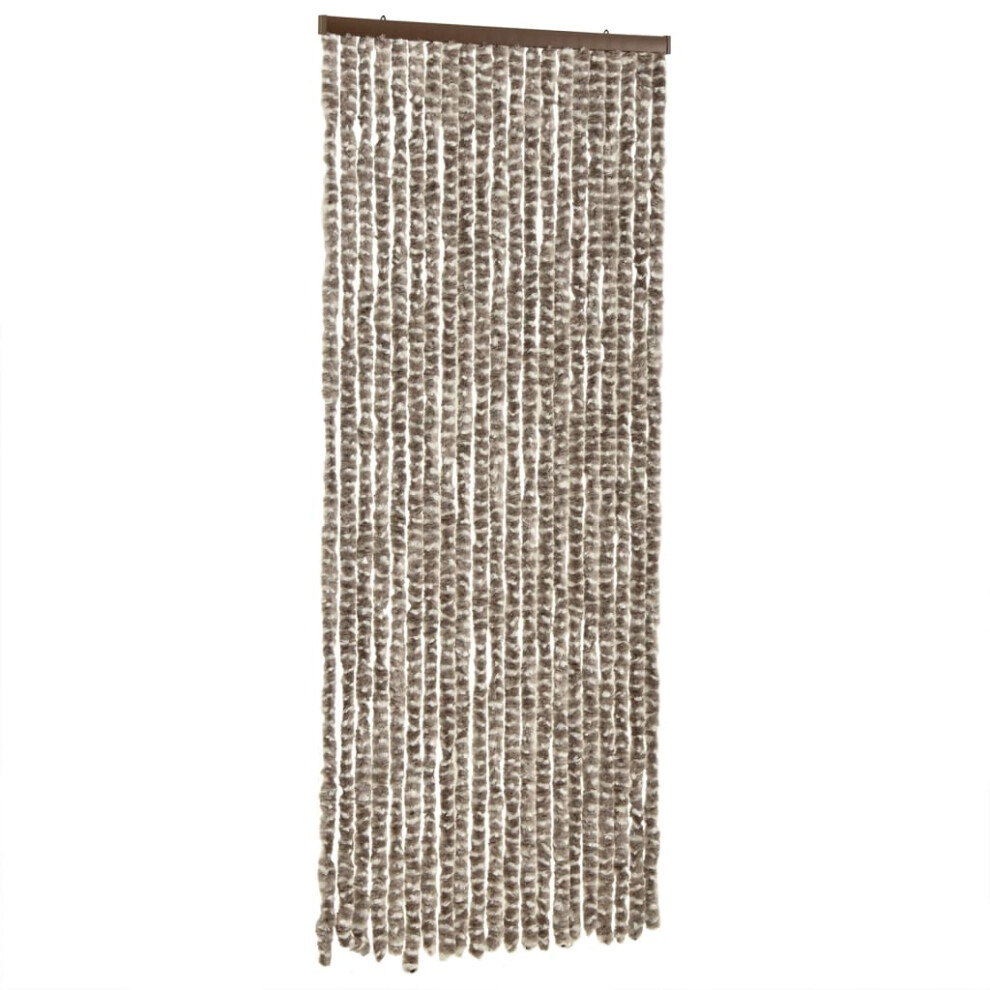 vidaXL Fly Curtain Door Curtain Fly Screen Taupe And White 100x200 Cm Chenille