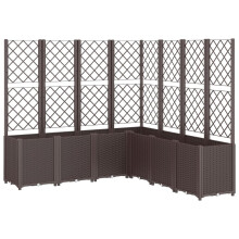 vidaXL Garden Planter with Trellis Outdoor Flower Pot Planter Pot Box Brown PP