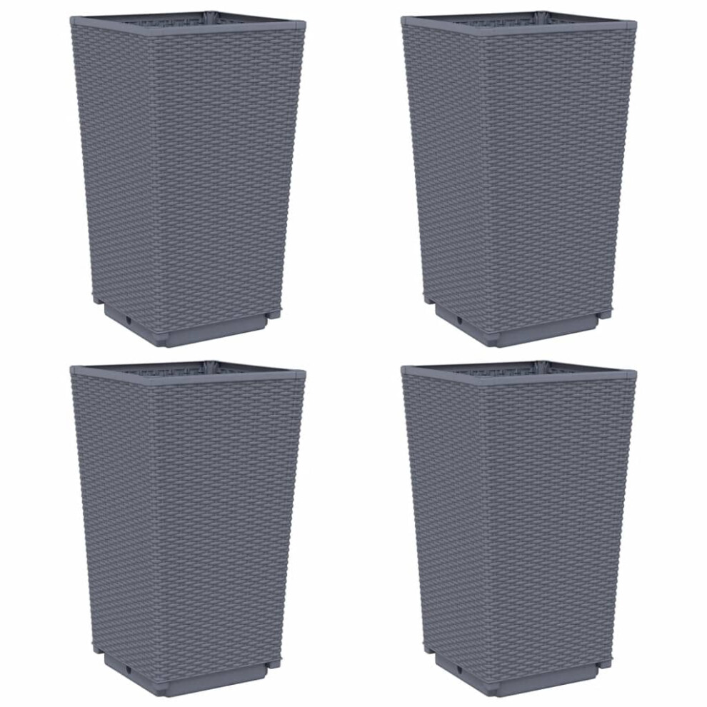 vidaXL Garden Planters Outdoor Flower Pot Herb Planter Pot Box 4 Pcs Grey PP