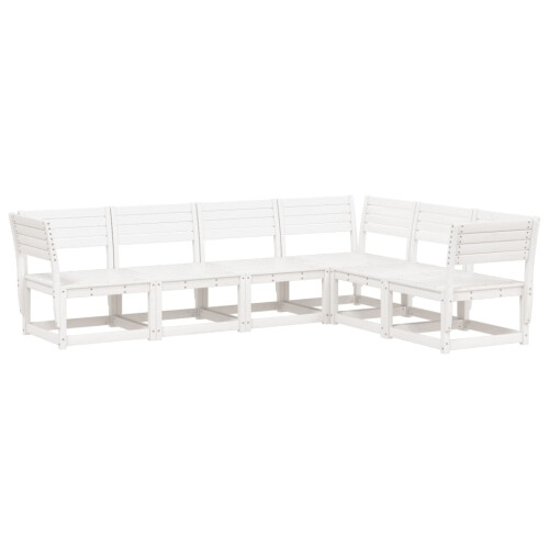 VidaXL vidaXL Garden Sofa Set 6 Piece Outdoor Sofa Corner Sofa White Solid Wood Pine