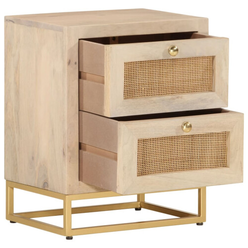 VidaXL vidaXL Bedside Cabinet Nightstand Bed Side Table Solid Wood Mango and Iron 1