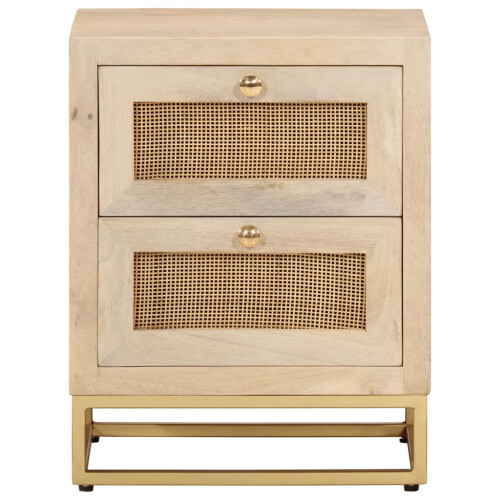 VidaXL vidaXL Bedside Cabinet Nightstand Bed Side Table Solid Wood Mango and Iron 2
