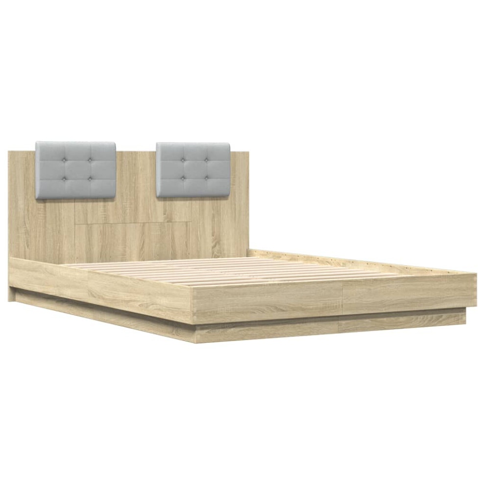 Vidaxl Bed Frame With Headboard Bed Sonoma Oak 120X200 Cm Engineered Wood