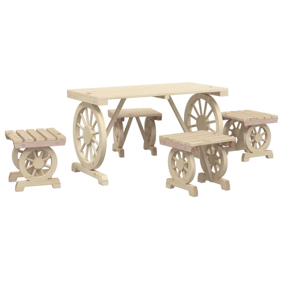 Vidaxl Garden Dining Set 5 Piece Outdoor Dining Table And Chair Solid Wood Fir
