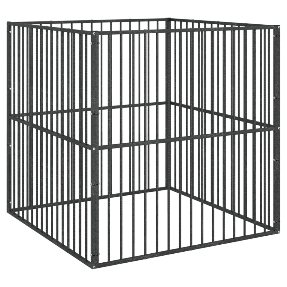 Vidaxl Dog Playpen 4 Panel Dog Kennel Pet Dog Crate Black Galvanised Steel