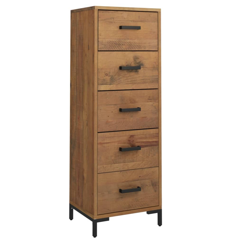 vidaXL Solid Wood Pine Chest Of Drawers 42x35x110 Cm Recycled Wooden Sideboard