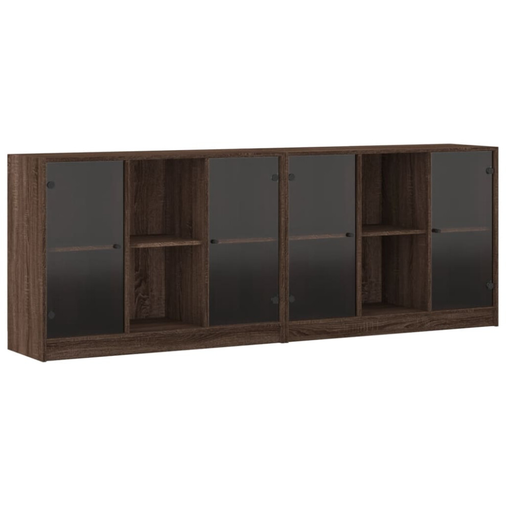 vidaXL Bookcase with Doors Bookshelf Rack Cabinet Brown Oak Engineered Wood