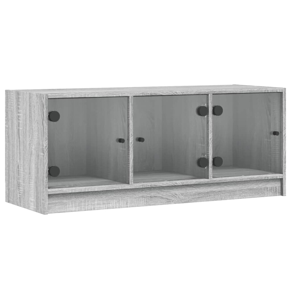 vidaXL TV Cabinet with Glass Doors TV Stand Entertainment Centre Grey Sonoma