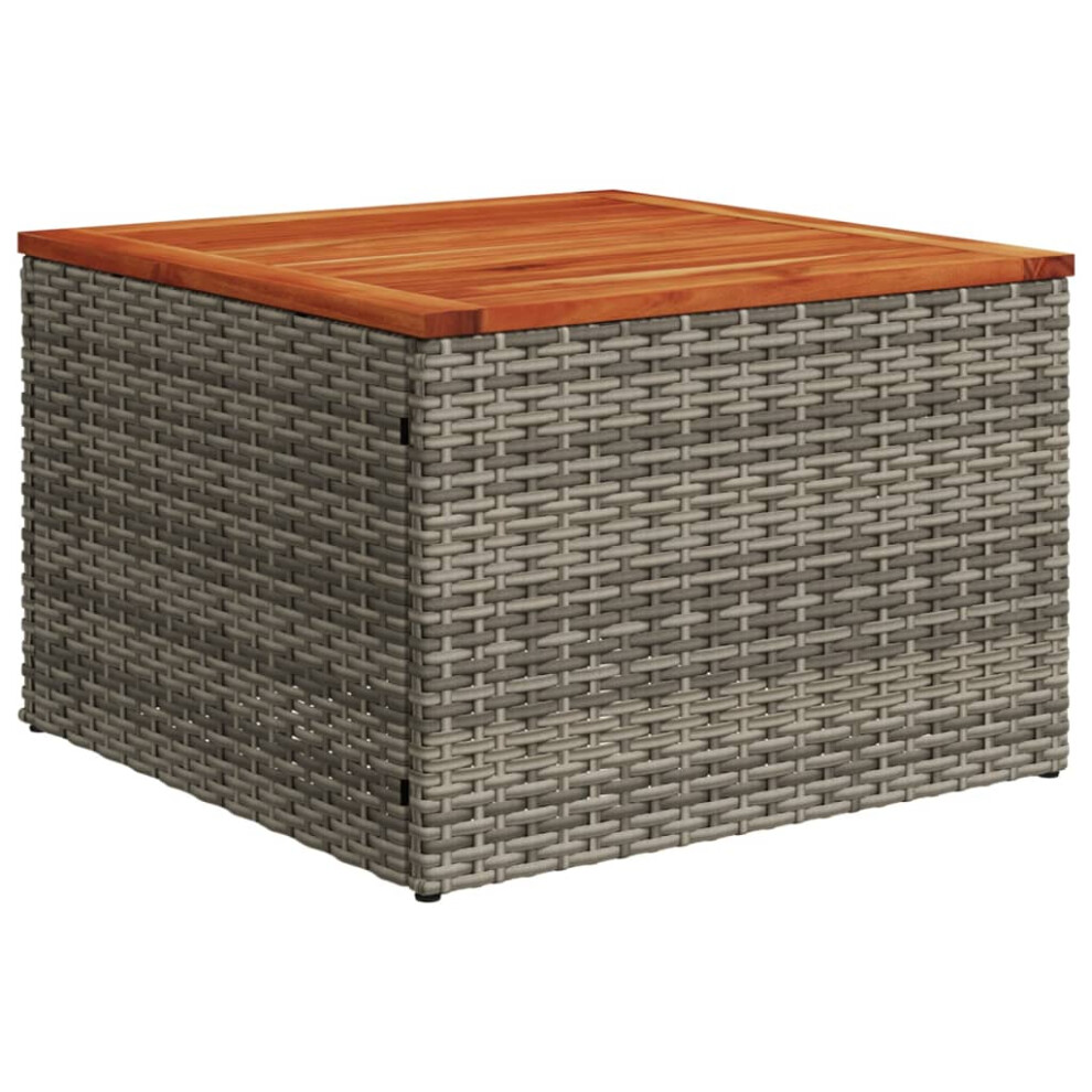 Vidaxl Garden Table Outdoor Dining Table Grey Poly Rattan And Acacia Wood
