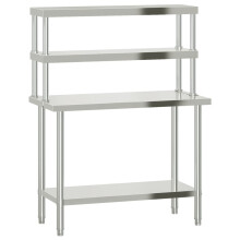 vidaXL Kitchen Work Table with Overshelf Prep Catering Table Stainless Steel
