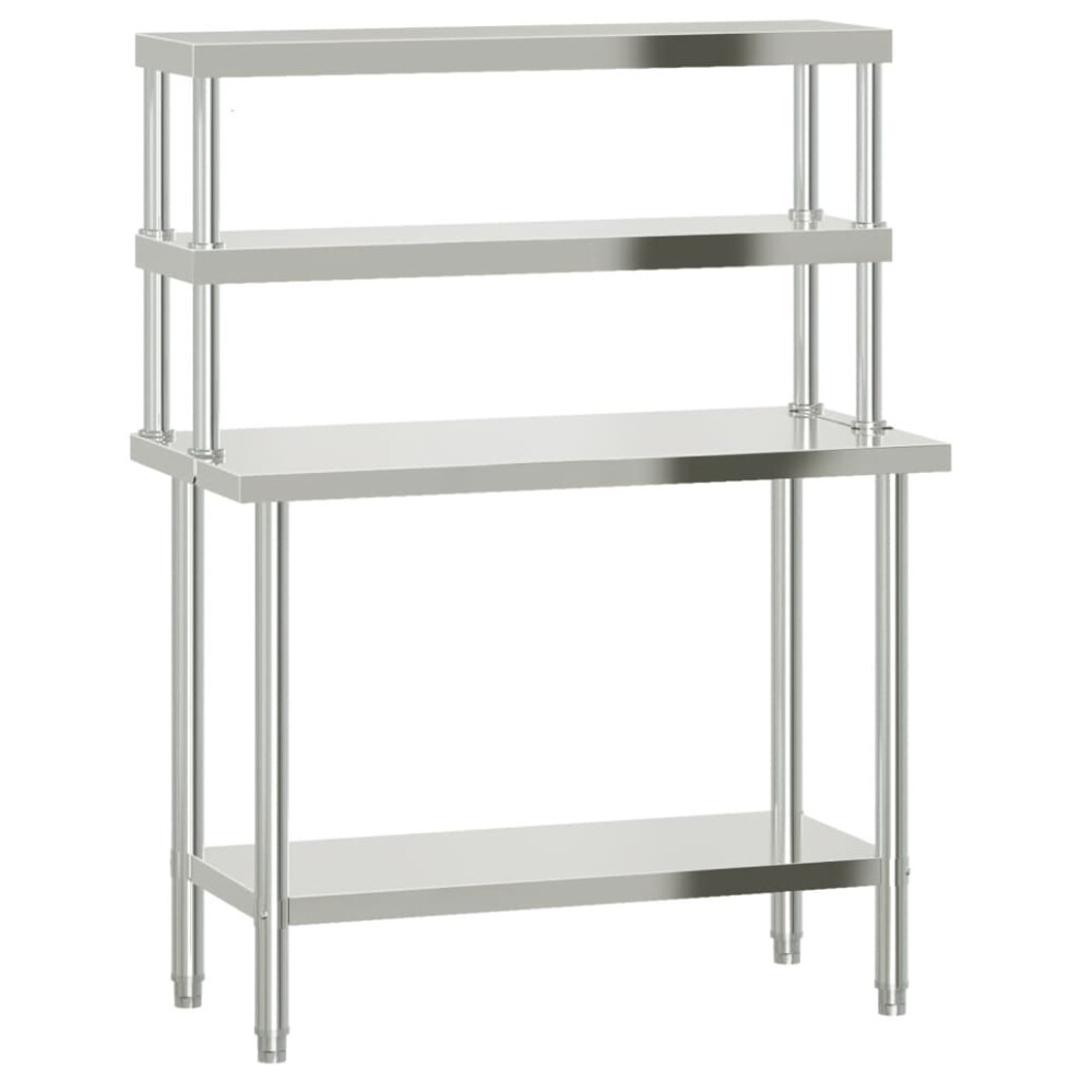 Vidaxl Kitchen Work Table With Overshelf Prep Catering Table Stainless Steel