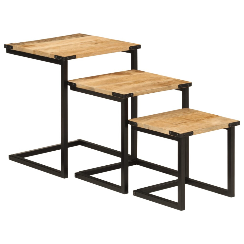 Vidaxl Nesting Coffee Tables Nestinge Table 3 Pcs Solid Wood Mango And Iron