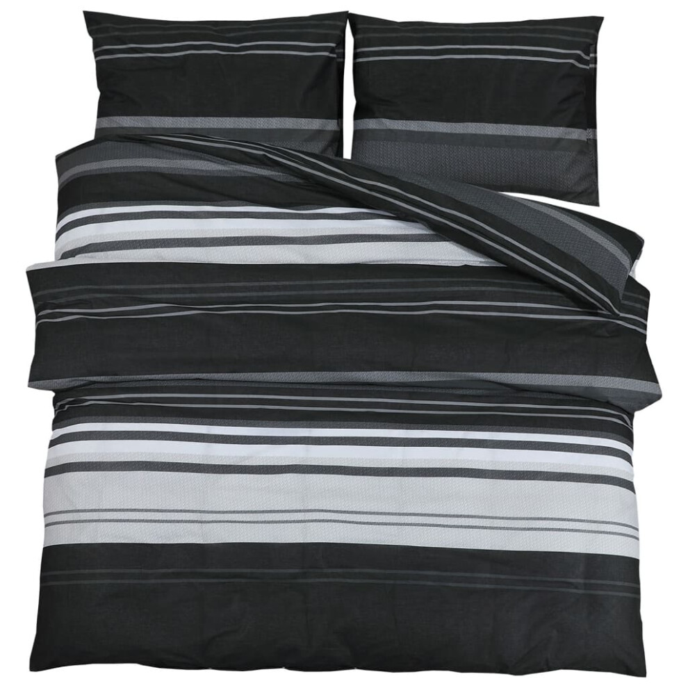 vidaXL Duvet Cover Set Duvet Bedding Set Black and White 200x220 cm Cotton