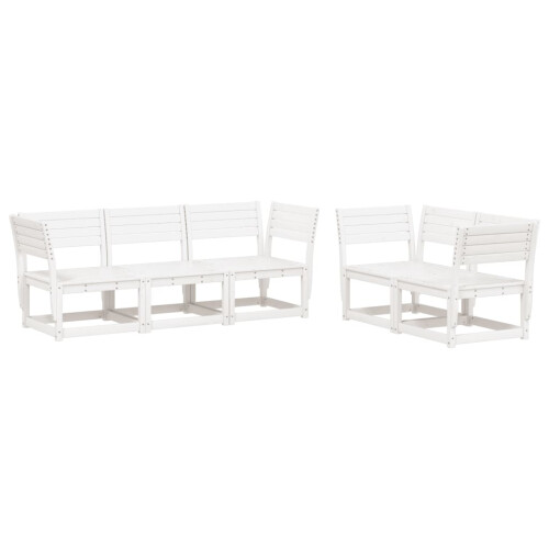 VidaXL vidaXL Garden Sofa Set 5 Piece Outdoor Sofa Corner Sofa White Solid Wood Pine