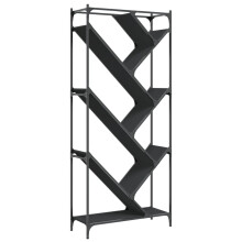 vidaXL Bookcase Bookshelf Storage Side Cabinet Black Engineered Wood and Metal
