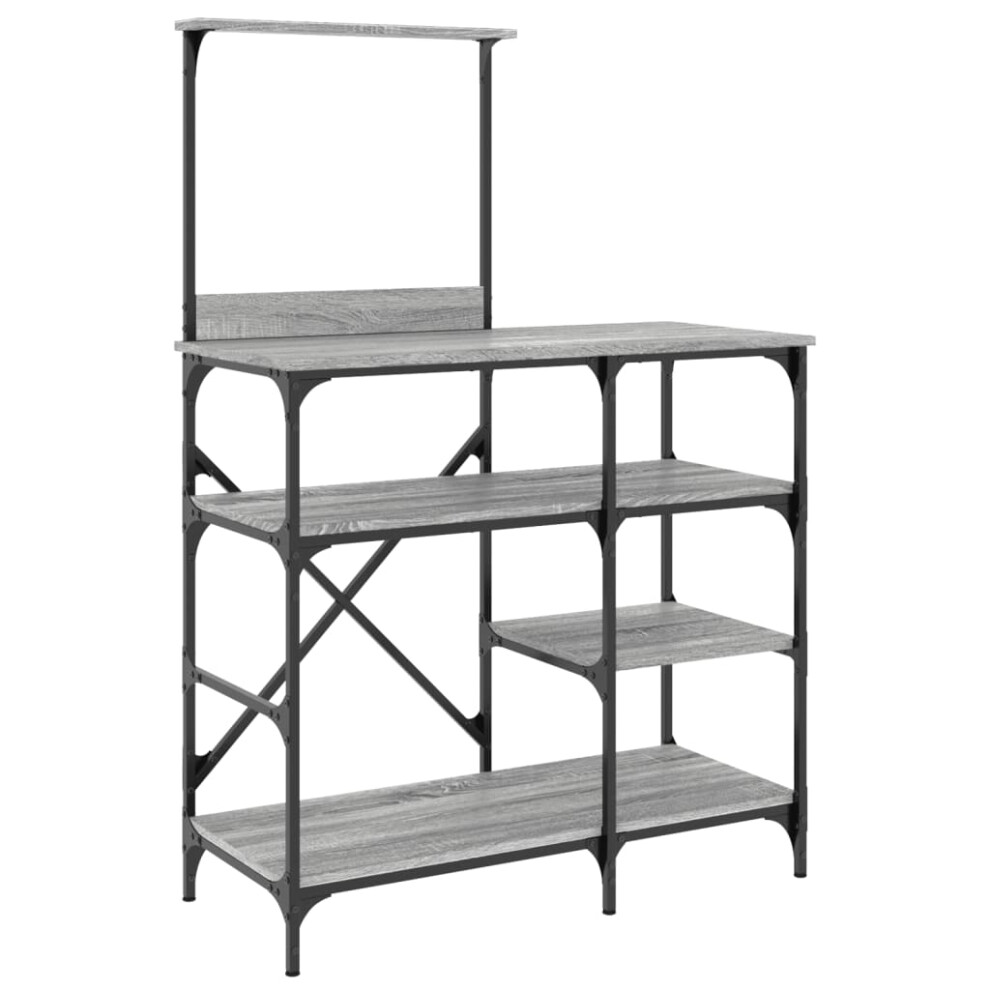 vidaXL Baker's Rack Storage Kitchen Rack Grey Sonoma Engineered Wood and Metal