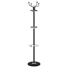 vidaXL Coat Stand with Umbrella Holder Hall Coat Rack Black Powder-coated Iron