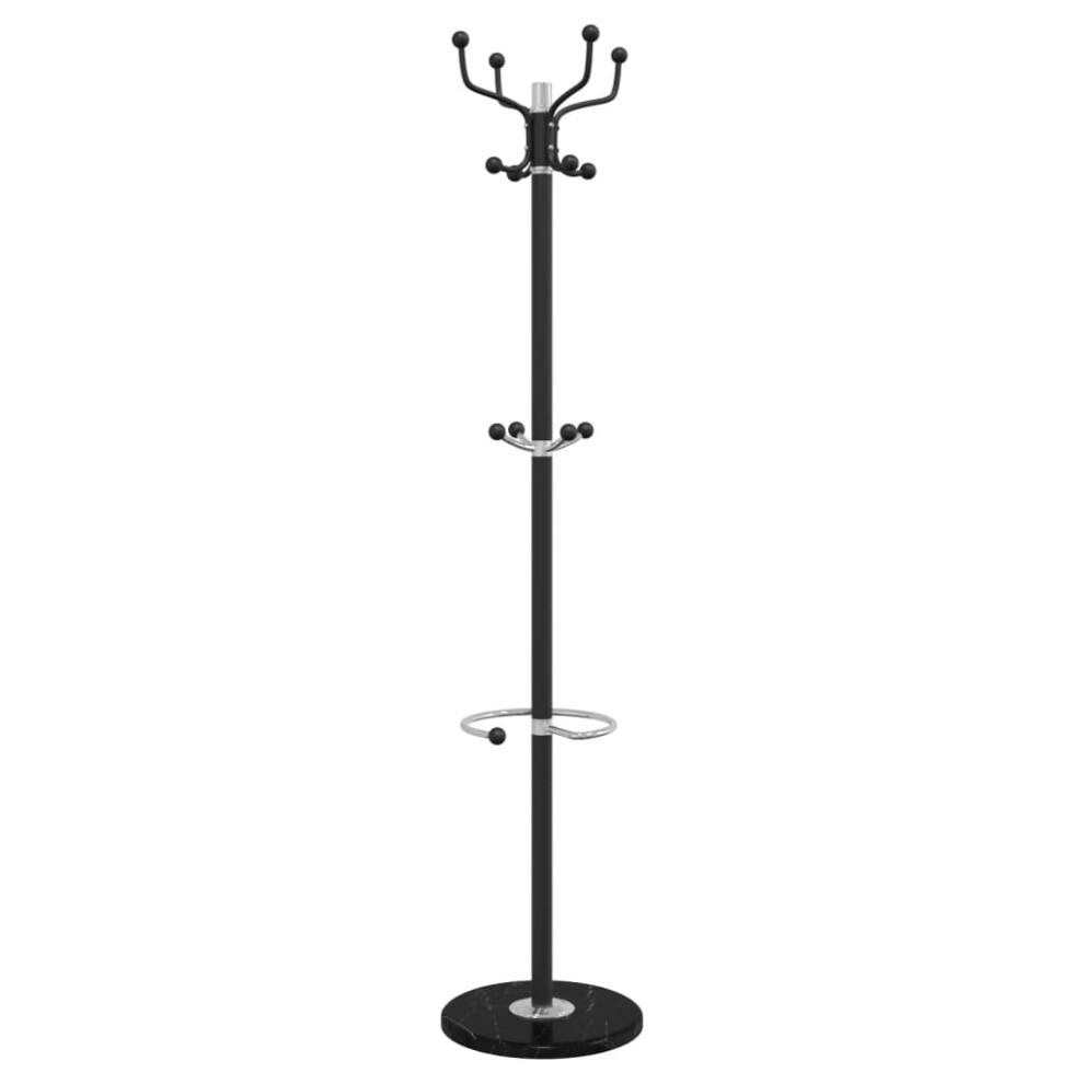 vidaXL Coat Stand with Umbrella Holder Hall Coat Rack Black Powder-coated Iron