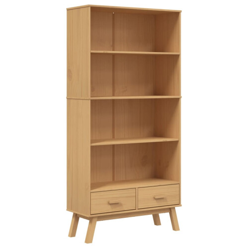 VidaXL vidaXL Bookcase 4-Tier Bookshelf Storage Side Cabinet Brown Solid Wood Pine 1