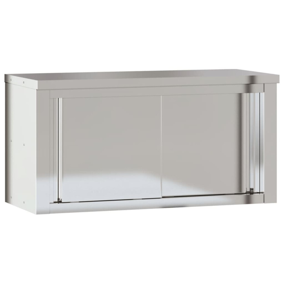 Vidaxl Kitchen Wall Cabinet With Sliding Doors Storage Cabinet Stainless Steel 8721012375123