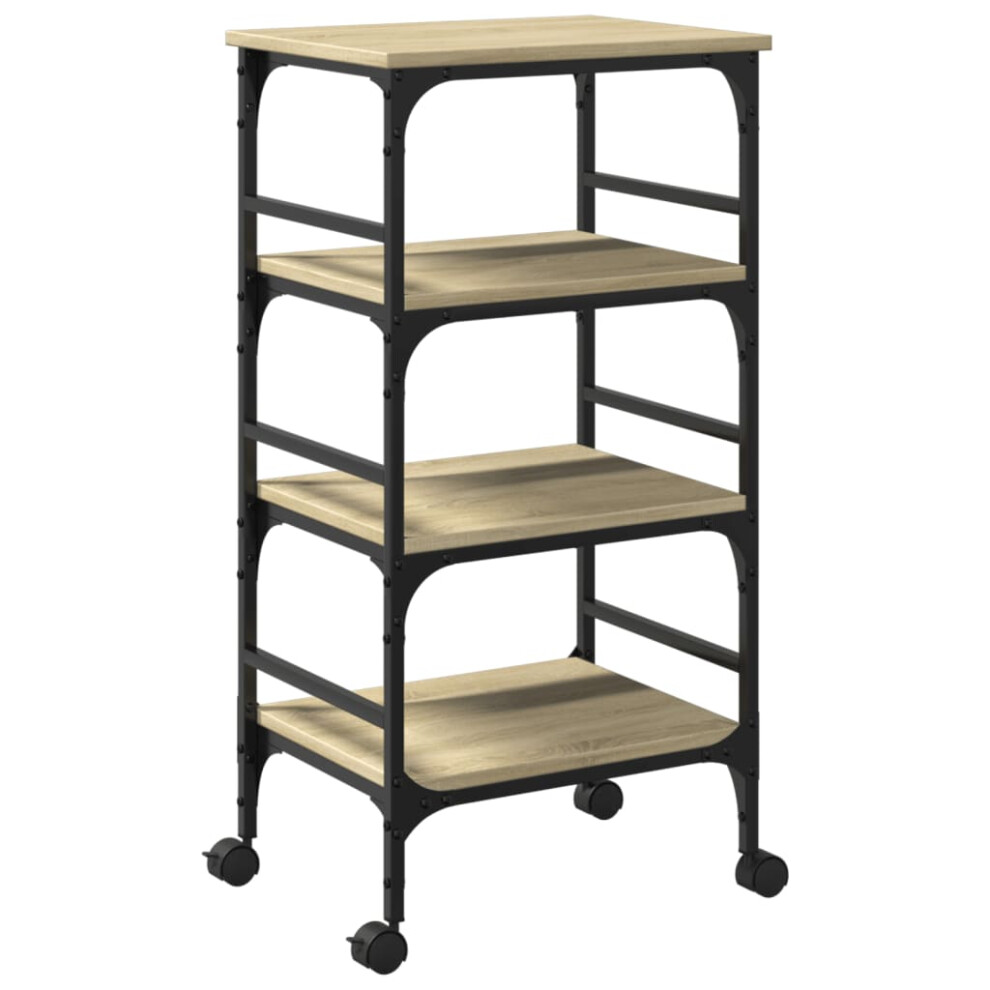 vidaXL Kitchen Trolley Rolling Cart Storage Cart Sonoma Oak Engineered Wood