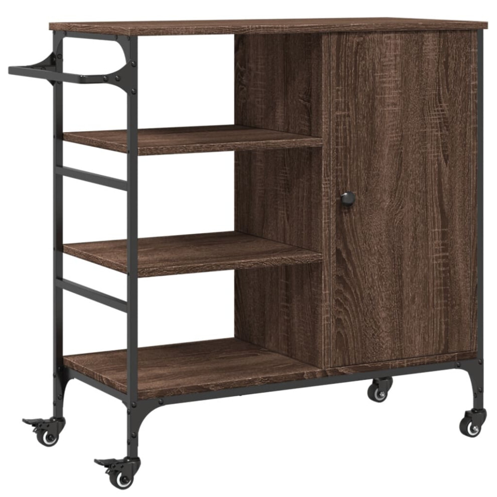 vidaXL Kitchen Trolley Rolling Cart Storage Cart Brown Oak Engineered Wood