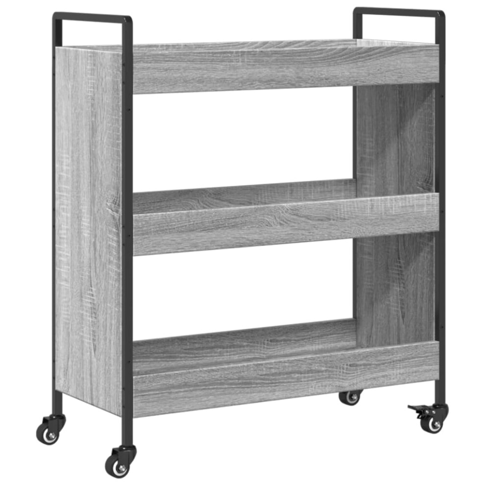 Vidaxl Kitchen Trolley Rolling Cart Storage Cart Grey Sonoma Engineered Wood